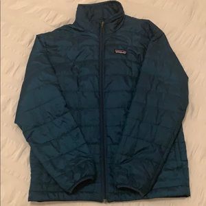 Kids teal Patagonia nanopuff jacket